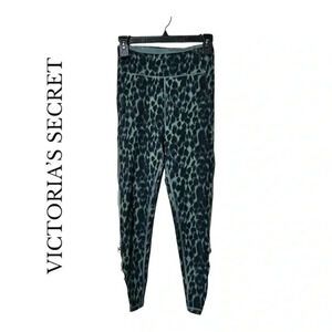 1912. VICTORIA’S SECRET LEOPARD PRINT MESH PANEL LEGGINGS SIZE 6‎ GREEN/BLACK